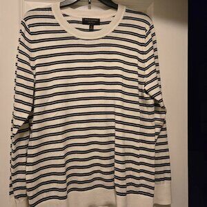 Men's Banana Republic black and white striped cotton/rayon sweater XL